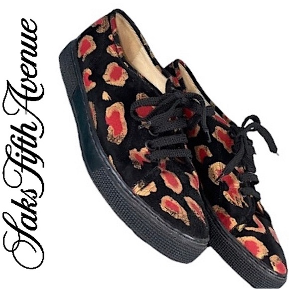 Saks Fifth Avenue Shoes - SAKS 5TH AVENUE / ANDREA PFISTER: Leopard Prinf Sneakers -Size 36 / 5 1/2